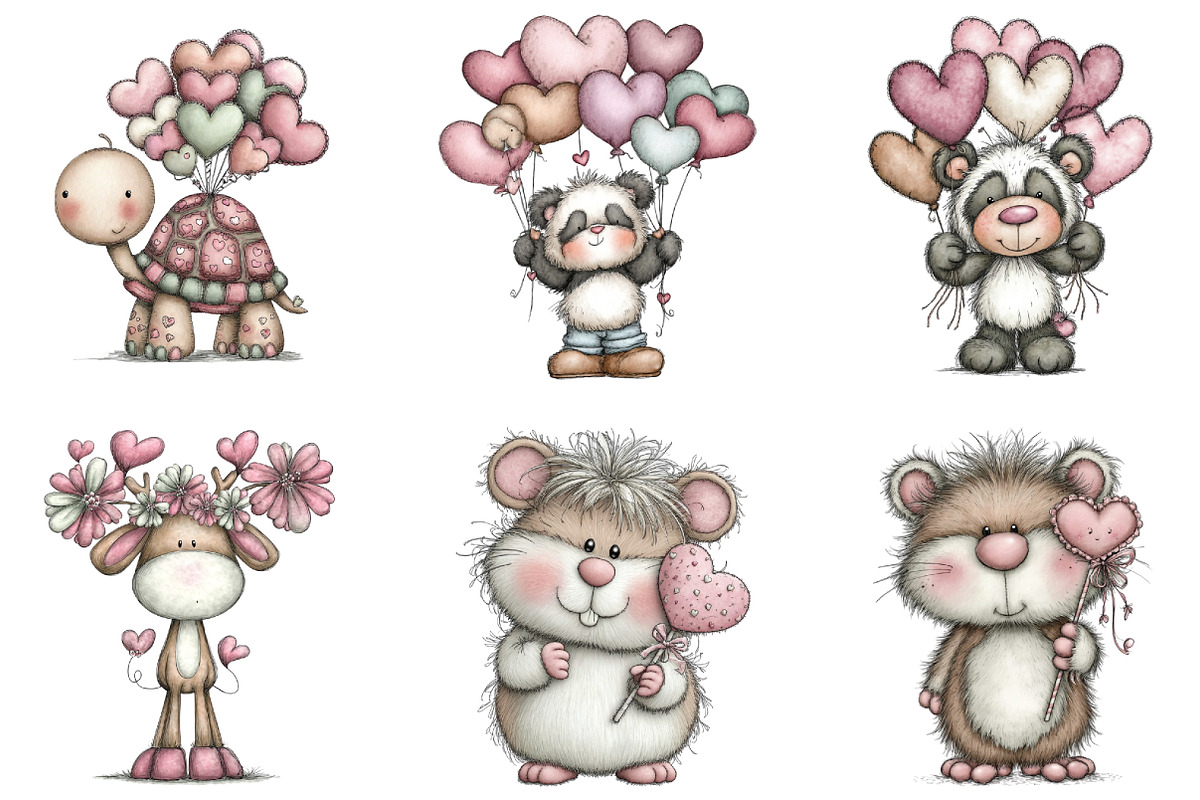 Whimsical Funny Animal Love Clipart, a Graphic by CraftArtStudio (Photo 4 of 6)