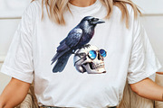 Watercolor Crow Clipart Funny Raven, an Illustration by CraftArtStudio (Thumbnail 4 of 6)