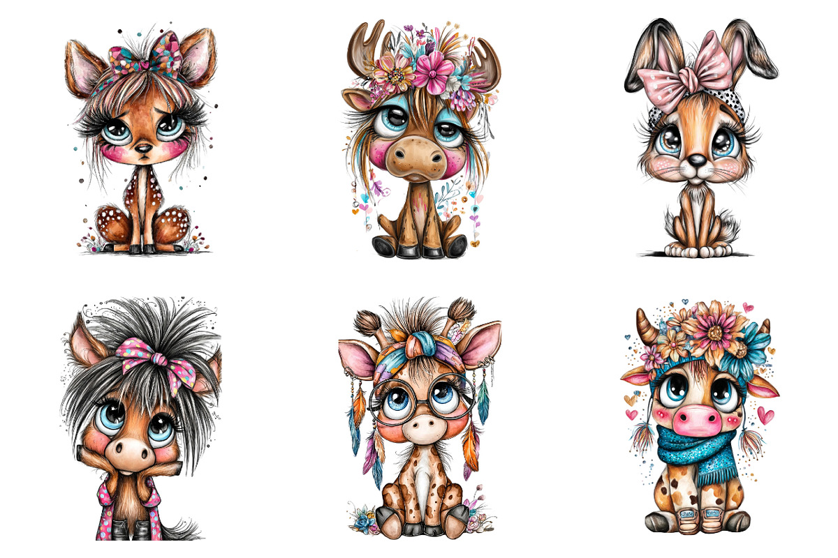 Whimsical Western Kids Clipart PNG, an Illustration by SinaCreation (Photo 3 of 7)