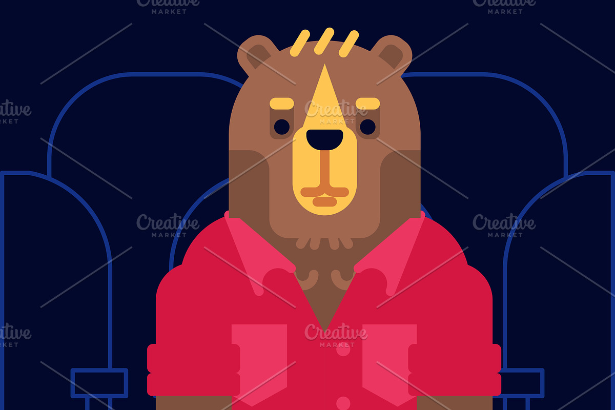 Set of 3 characters in cinema, an Animal Illustration by Dima&Leta Stolz (Photo 2 of 4)