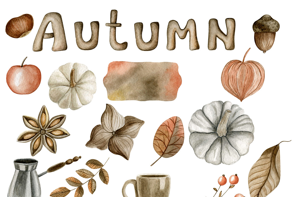 Cozy watercolor autumn, a Decorative Illustration by ViolettaKh (Photo 4 of 5)