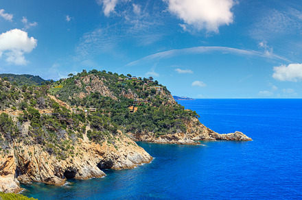 Summer sea rocky coast landscape, Giverola, Costa Brava, Spain., a Nature Photo by YuriyB