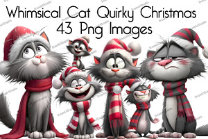 Whimsical Cat, Quirky Christmas, an Illustration by DreamArtGraphic