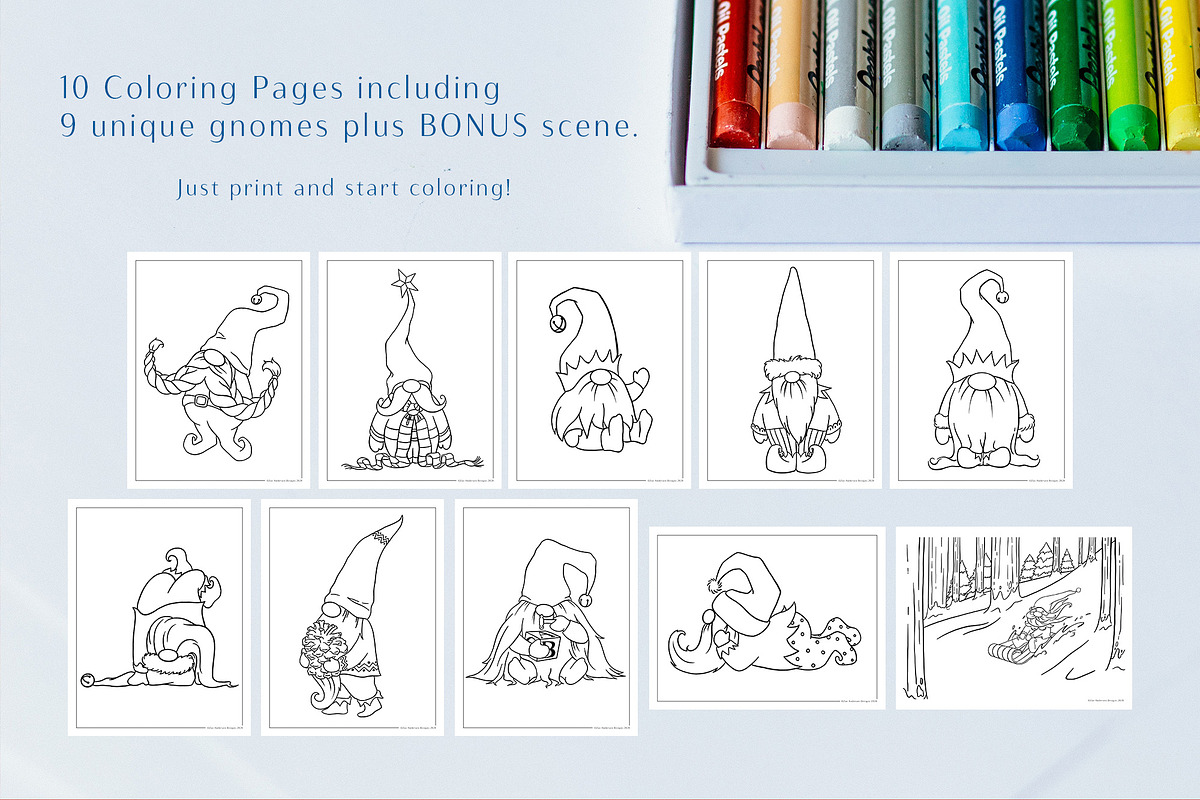 Winter Gnome Coloring Pages, an Object Graphic by The Digital Prop Shop (Photo 2 of 2)