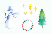 60 Christmas Watercolor  Clip Art, an Illustration by Qamber Designs & Media (Thumbnail 7 of 13)