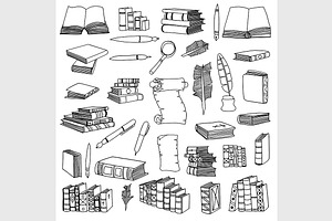 Hand Drawn Illustrations of Books