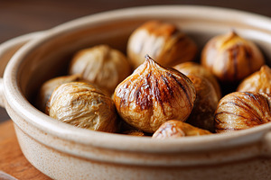 Close up of roasted chestnuts, a Food & Drink Photo by MistyDay
