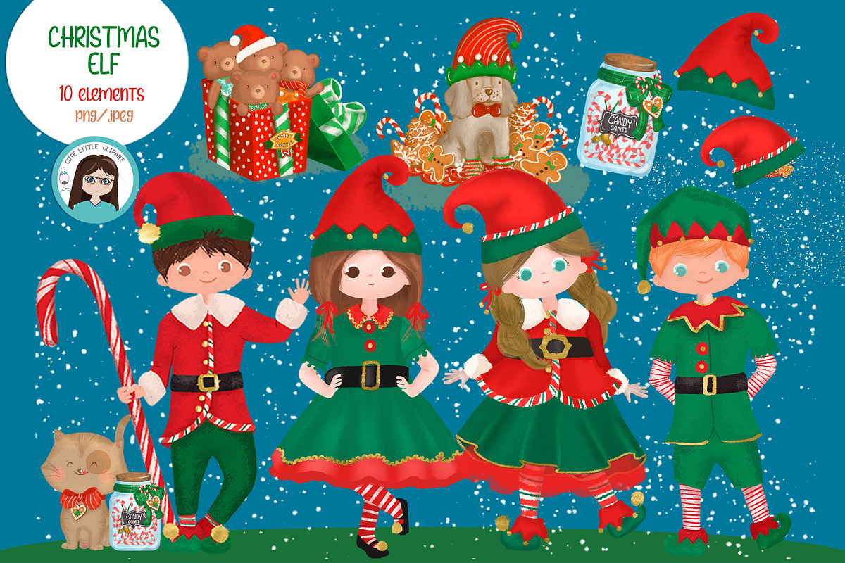 Christmas Elf, an Animal Illustration by Cute Little Workshop