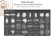 32 Stamp brushes Photoshop/Procreate, a Brush Add-On by Andreen (Thumbnail 2 of 6)