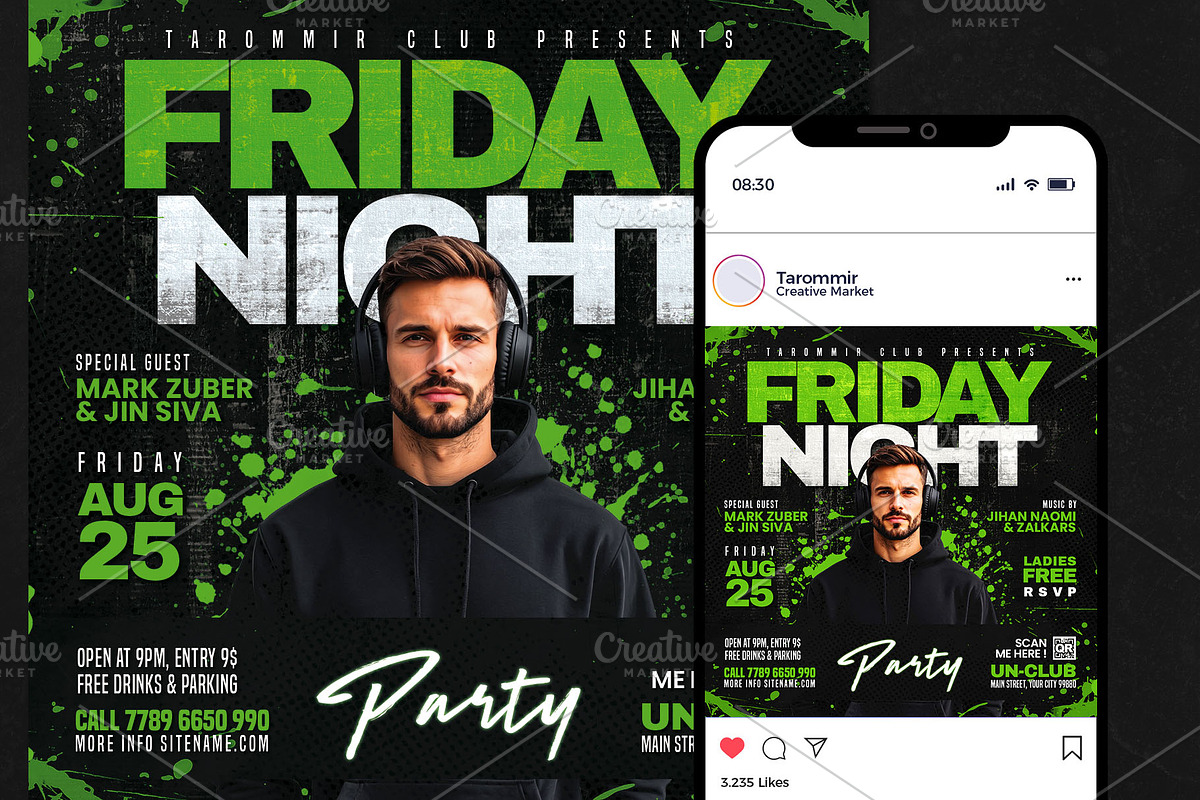 2 Urban Night Club Party Flyer, a Flyer Template by Tarommir (Photo 3 of 5)