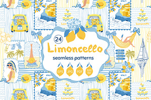 Limoncello - summer Amalfi patterns, a Pattern Graphic by Tani Kuzminka