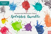 Watercolor Clipart Splashes Bundle, an Illustration by LittleAcornGraphics (Thumbnail 2 of 12)