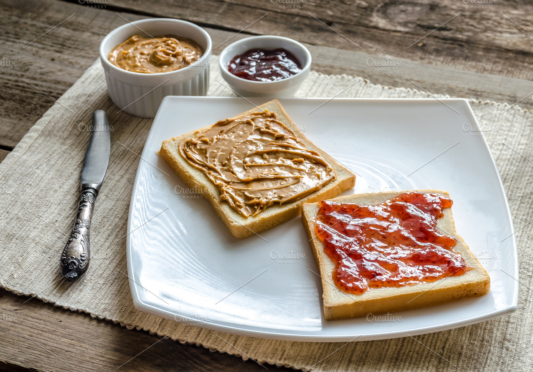 Sandwiches with peanut butter featuring american, background, and berry, a Food & Drink Photo by Alexander Prokopenko