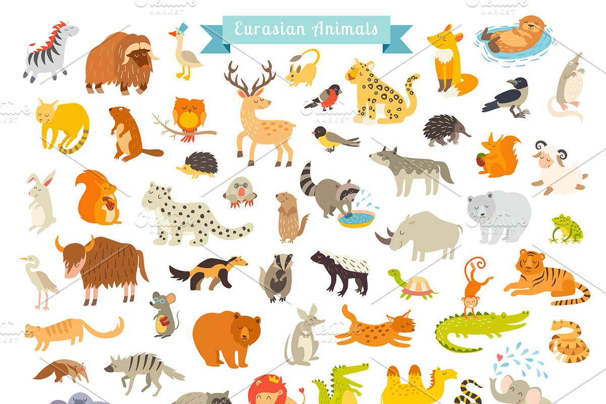 Animals world map, Eurasia, an Illustration by Rimma