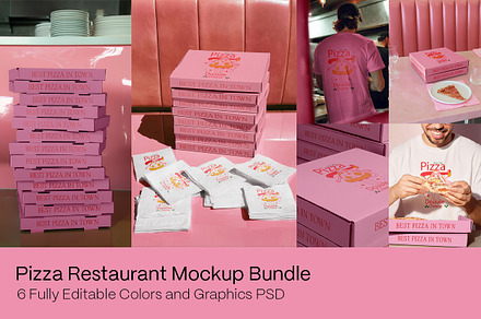 Pizza Restaurant Mockup Bundle, a Mockup by Odd Lab