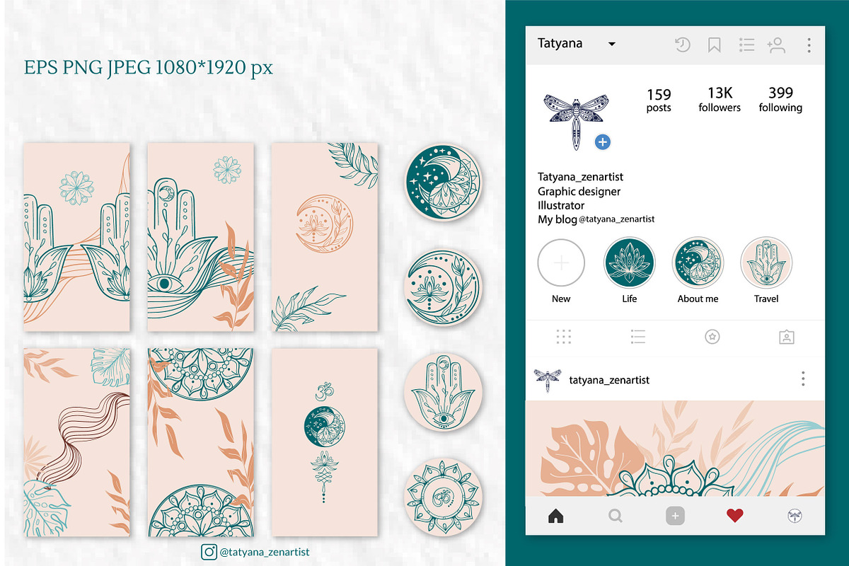 Instagram templates in Yoga style, a Social Media Template by Tatyana_Zenartist (Photo 5 of 6)
