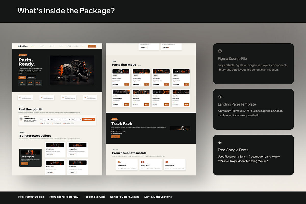 Boltline - Auto Parts Landing Page, an UI Kit Template by Pitchlook.Studio (Photo 3 of 3)