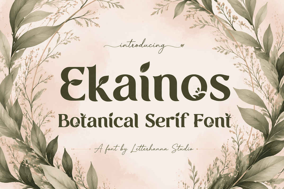 Ekainos Font: Nature Botanical Serif, a Serif Font by Letterhanna Studio (Photo 1 of 9)