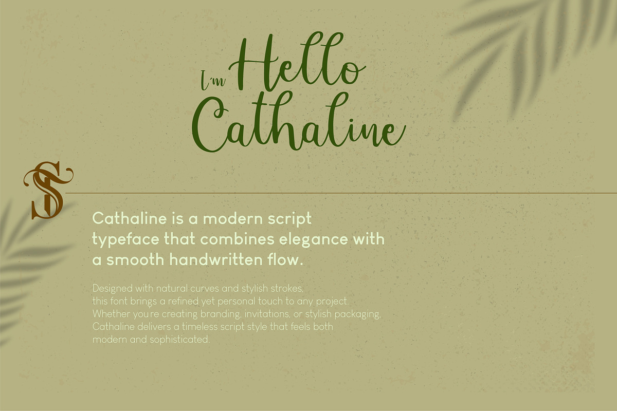 Cathaline - Modern Script, a Font by Sanskertype Studio (Photo 2 of 9)