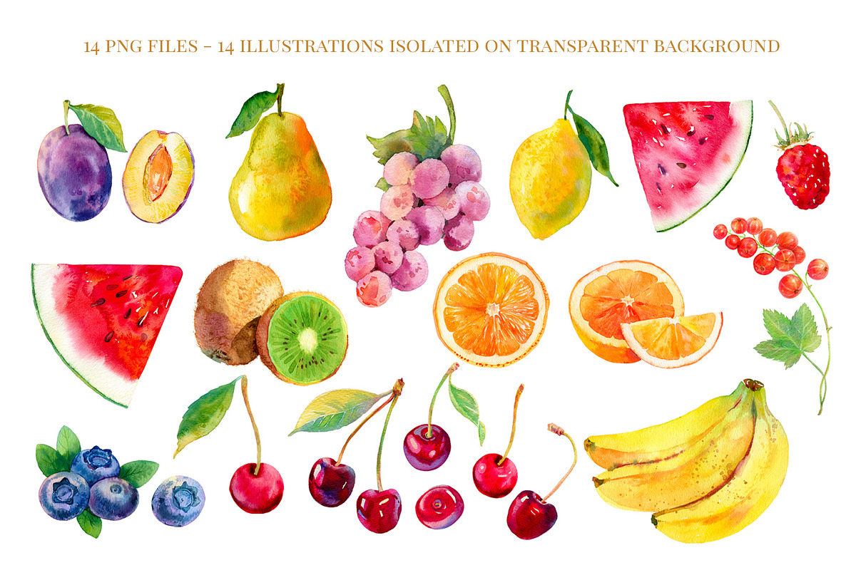 Watercolor fruits & 10 cool patterns, a Wallpaper Graphic by Natasha Koltsova (Photo 2 of 8)
