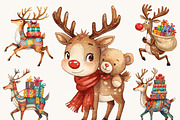 Funny Christmas Reindeer Clipart, an Animal Illustration by Design Scotch (Thumbnail 6 of 8)