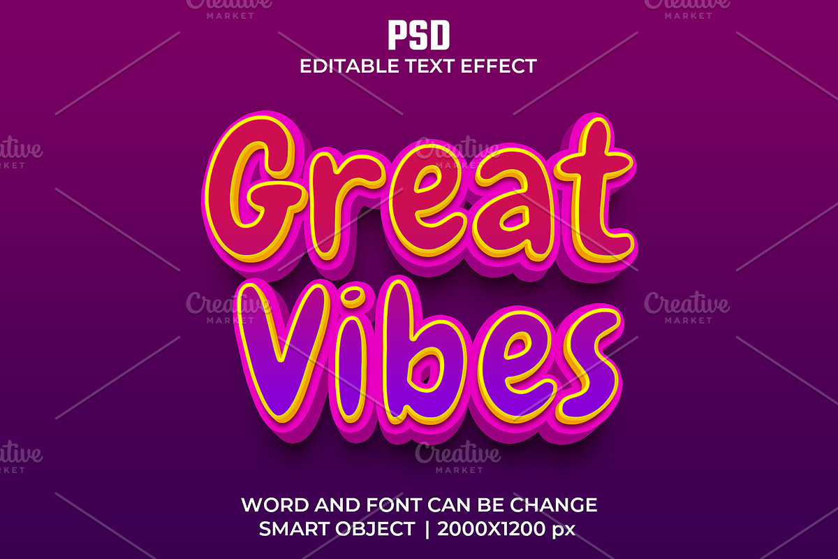 Great vibes 3d Psd Text Effect, a Layer Style Add-On by bdrobin (Photo 1 of 2)