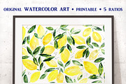 Watercolor lemon print, a Pattern Graphic by Katerina Tova (Thumbnail 2 of 2)