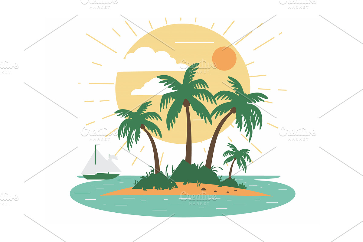 Tropical island palm trees under, an Illustration by Vectorstockersland