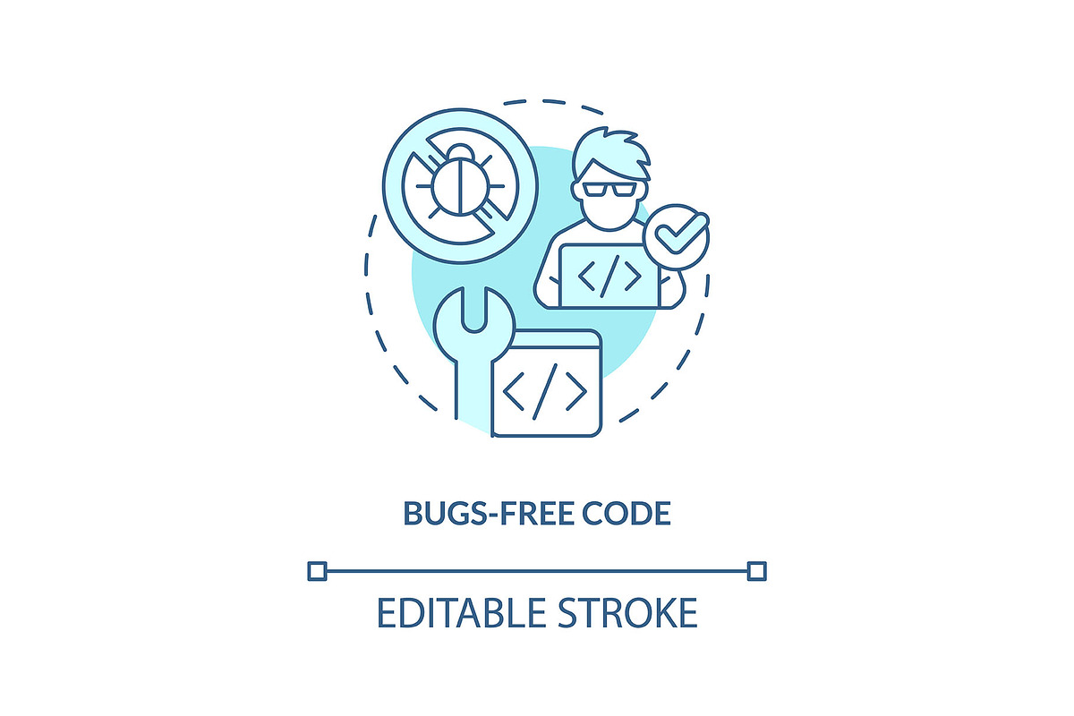 Bugs-free code turquoise concept, an Icon by IMG Visuals