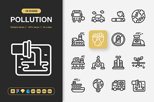 Pollution Icons, an Outline Icon by Spacepixel Creative