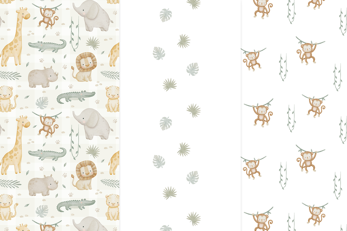 Jungle Safari Animals Watercolor Set, a Pattern Graphic by tetiartline (Photo 8 of 10)
