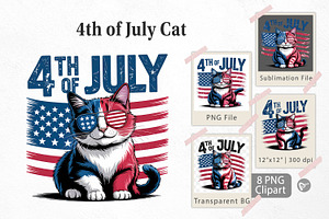 4th of July Cat, a Graphic by Artnoy