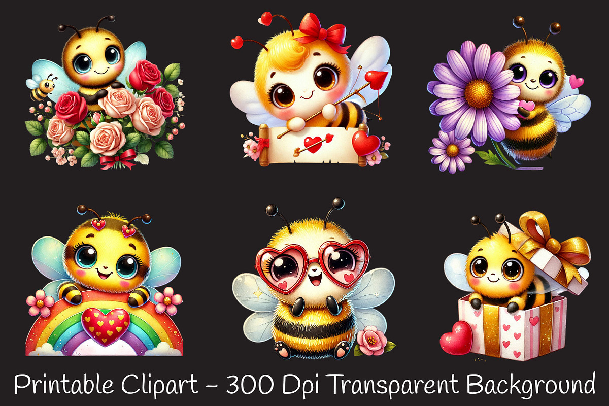 Peeking valentine bee clipart, an Illustration by RobertsArt (Photo 6 of 7)