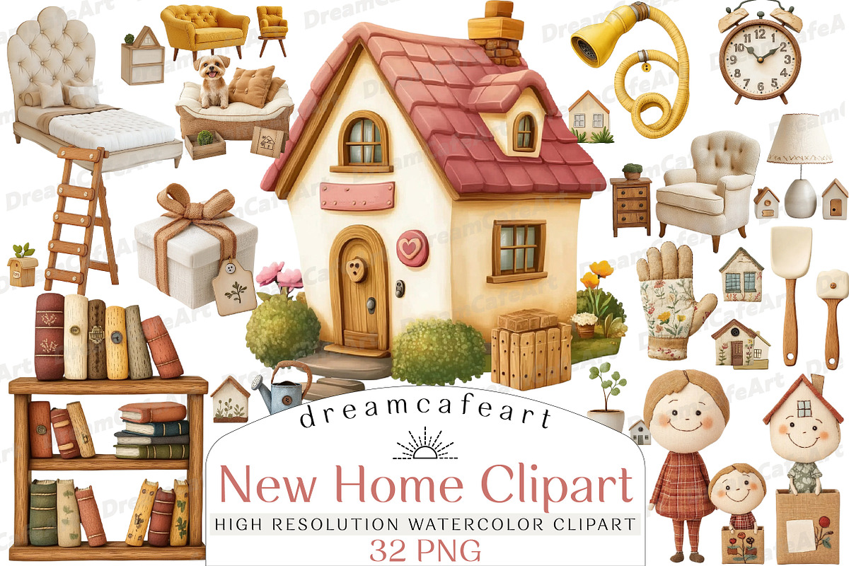 New Home Clipart Bundle, an Illustration by DreamCafeArt (Photo 1 of 6)