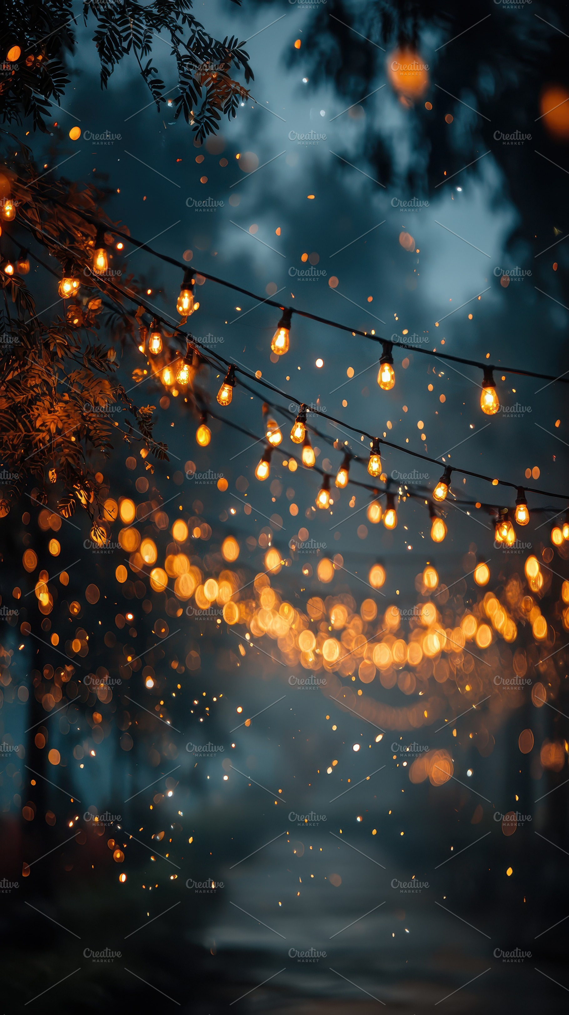 Magical String Lights Nighttime Spar, a Photo by Pixeness Studio