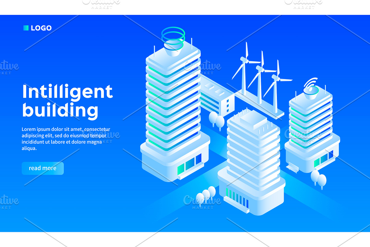 Smart city building concept, an Object Illustration by Ylivdesign
