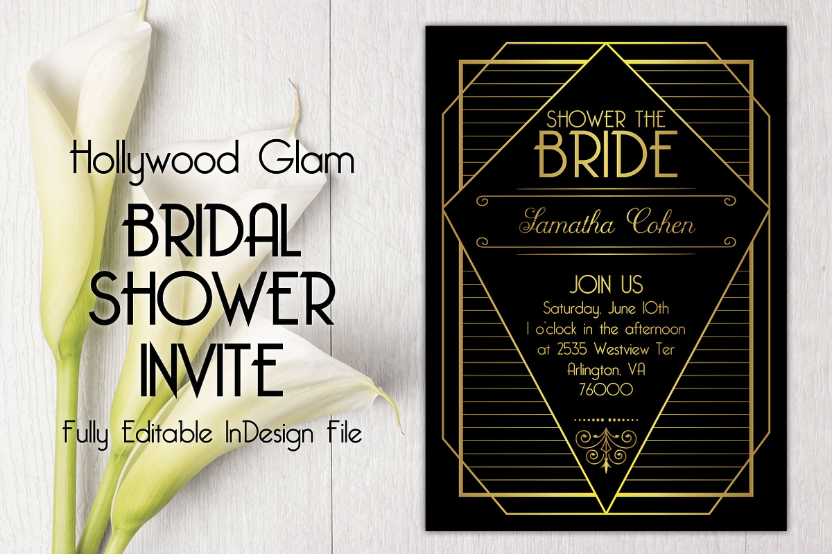 Hollywood Glam Bridal Shower Invite, an Invitation Template by BF Studios (Photo 1 of 2)