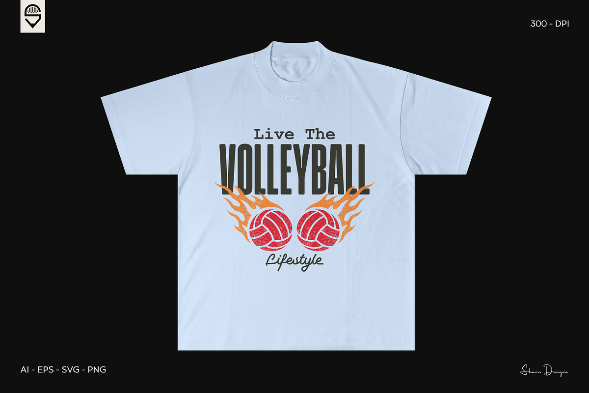 Volleyball T-Shirt Design Bundle, a Sport Illustration by shaondesigns (Photo 3 of 6)
