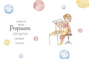 Watercolor Cute Alphabet Professions, an Education Illustration by MayaNavits (Thumbnail 12 of 12)