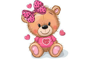 Cartoon Teddy Bear girl with Bow