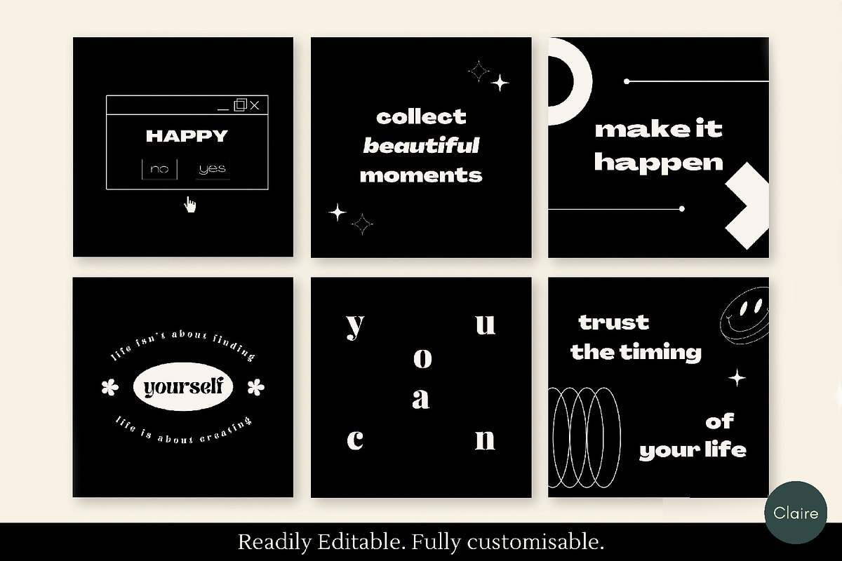 Positive Quotes Social Media Kit, a Social Media Template by Clairee Design Studio (Photo 2 of 7)