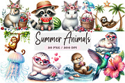 Summer Animals Sublimation Clipart, an Animal Illustration by DreamArtGraphic (Thumbnail 1 of 4)
