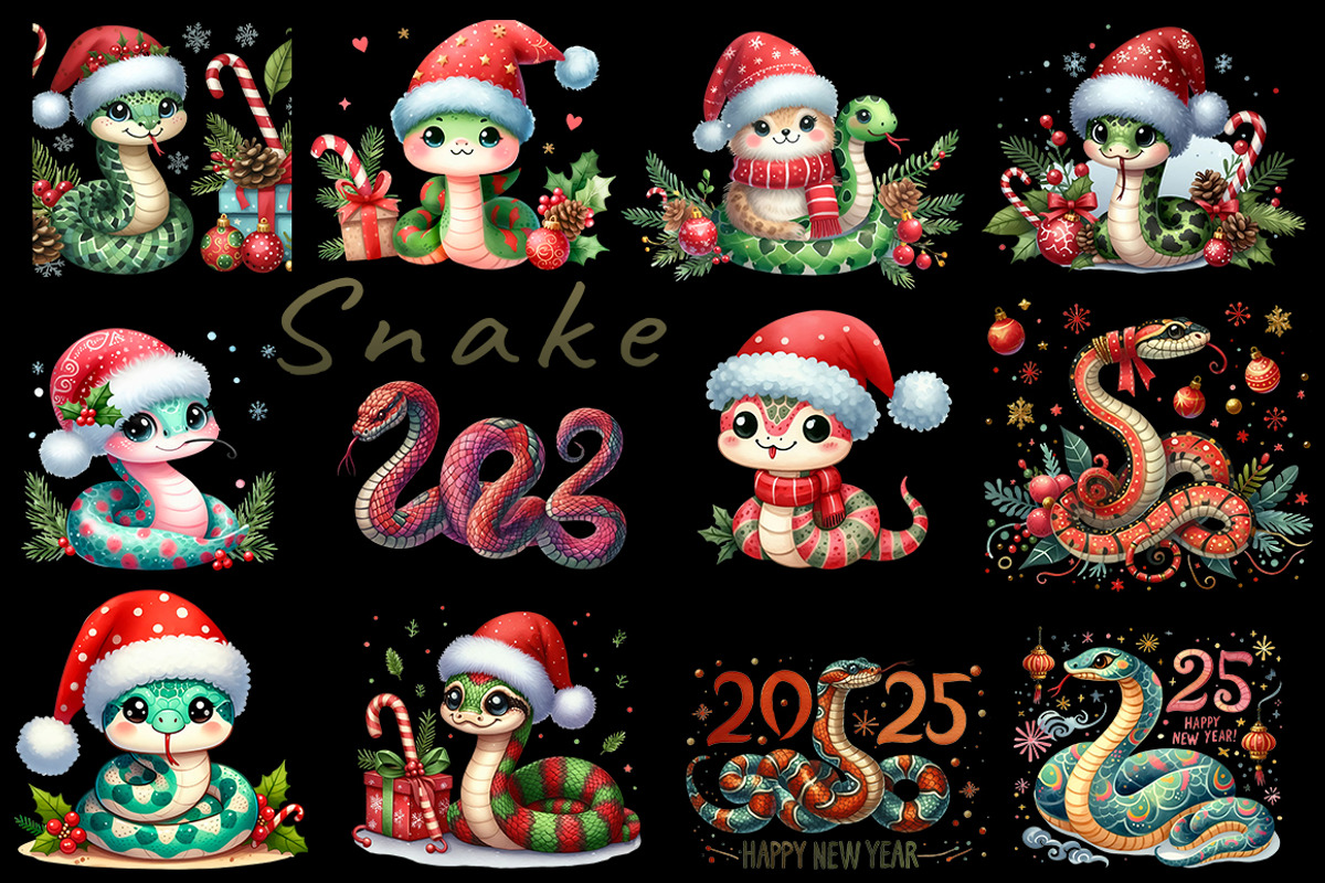 Snake 2025 Watercolor Clipart PNG, a Seasonal Illustration by FITALARTSNEDIGI (Photo 5 of 8)