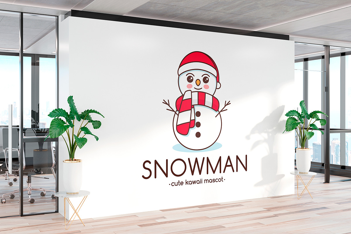 Snowman Cute Kawaii Logo Template, a Branding & Logo Template by vectorwithin (Photo 3 of 3)