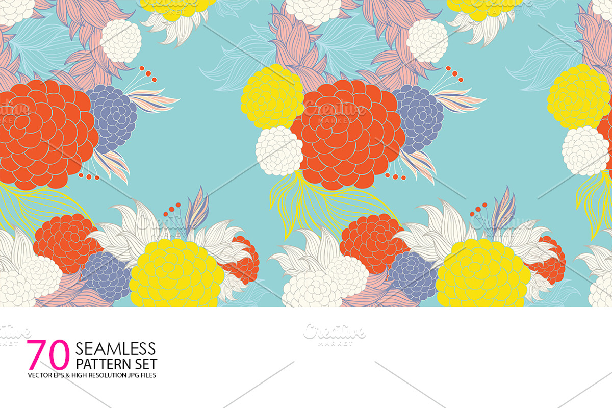 70 Seamless Floral Pattern Set, a Pattern Graphic by Anttoniu (Photo 4 of 5)