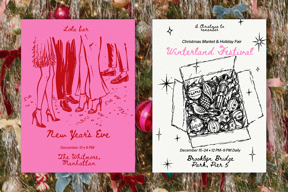 Christmas Vibe: Vector Line Art, a Seasonal Illustration by divanovskaya_nv (Photo 6 of 15)