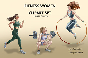 Fitness Women Clipart Set