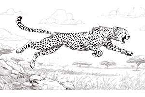 Beautiful Cheetah Running Across the, an Animal Illustration by LadadikArt