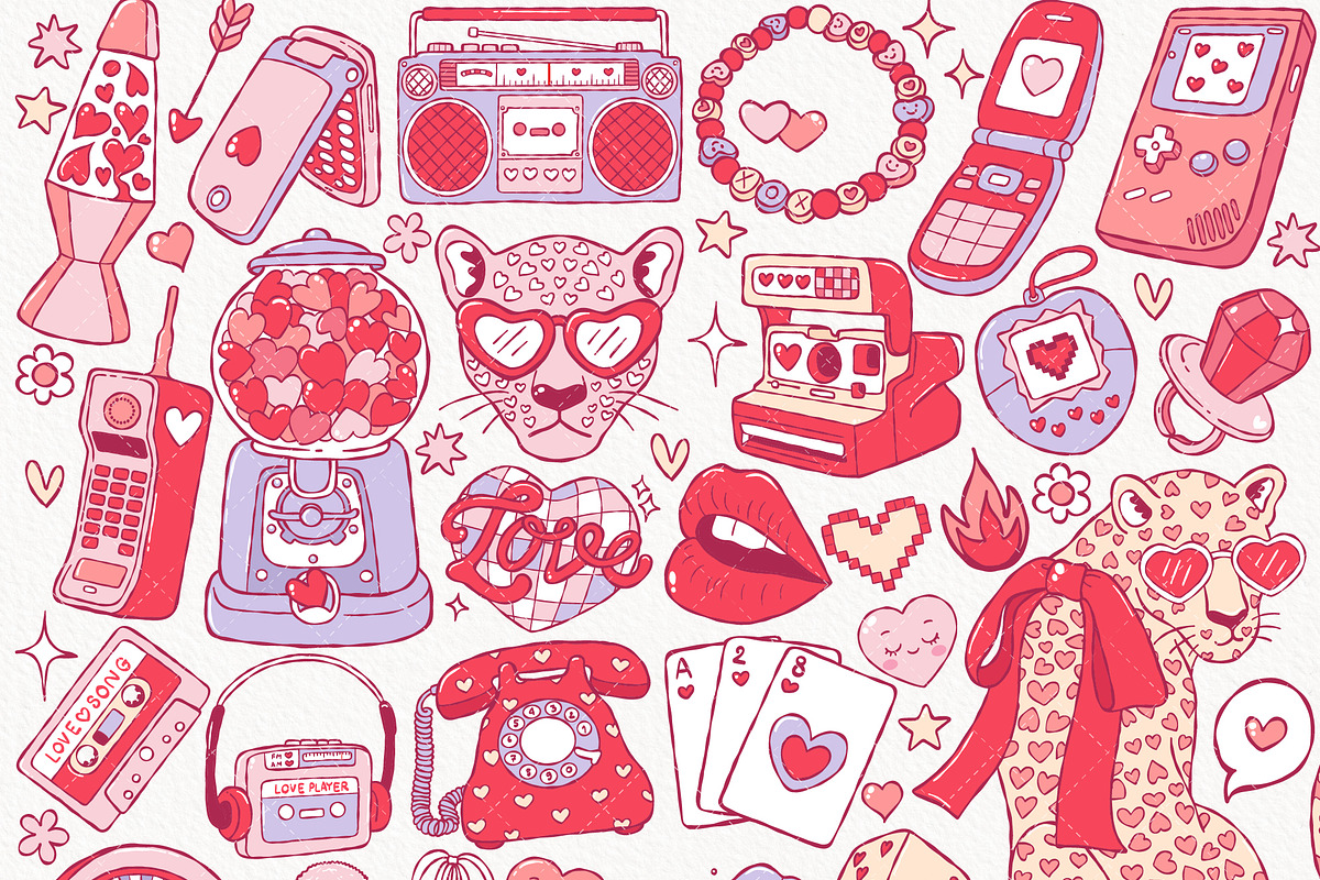90s Valentine Clipart Bundle, a Seasonal Illustration by TitaLivingArt (Photo 2 of 10)