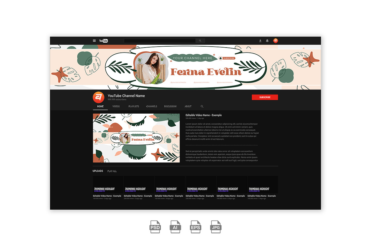 Floral YouTube Cover Template, a Social Media Template by Artnivora.Std